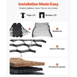 VEVOR Gravel Grid, 2 Inch Depth, 32.81 x 9.84 FT / 10000 x 3000 mm, 1880 LBS Per Sq ft Grass Ground Retainer, Permeable Geo Grids Driveway Stabilization, for Garden, Patio, Walkway, RV Parking Slopes