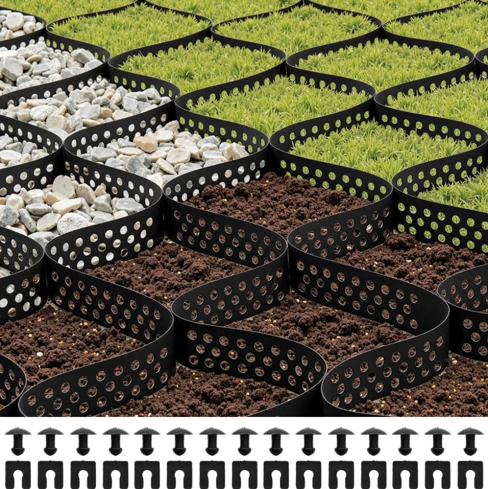 VEVOR Gravel Grid, 2 Inch Depth, 32.81 x 9.84 FT / 10000 x 3000 mm, 1880 LBS Per Sq ft Grass Ground Retainer, Permeable Geo Grids Driveway Stabilization, for Garden, Patio, Walkway, RV Parking Slopes