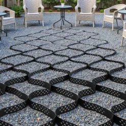 VEVOR Gravel Grid, 2 Inch Depth, 32.81 x 9.84 FT / 10000 x 3000 mm, 1880 LBS Per Sq ft Grass Ground Retainer, Permeable Geo Grids Driveway Stabilization, for Garden, Patio, Walkway, RV Parking Slopes
