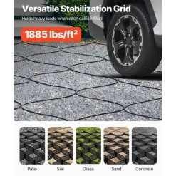 VEVOR Gravel Grid, 3 Inch Depth, 17.06 x 8.86 FT / 5200 x 2700 mm, 1880 LBS Per Sq ft Grass Ground Retainer, Permeable Geo Grids Driveway Stabilization, for Garden, Patio, Walkway, RV Parking Slopes