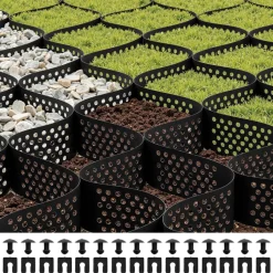 VEVOR Gravel Grid, 3 Inch Depth, 17.06 x 8.86 FT / 5200 x 2700 mm, 1880 LBS Per Sq ft Grass Ground Retainer, Permeable Geo Grids Driveway Stabilization, for Garden, Patio, Walkway, RV Parking Slopes