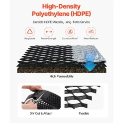 VEVOR Gravel Grid, 3 Inch Depth, 17.06 x 8.86 FT / 5200 x 2700 mm, 1880 LBS Per Sq ft Grass Ground Retainer, Permeable Geo Grids Driveway Stabilization, for Garden, Patio, Walkway, RV Parking Slopes