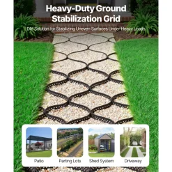VEVOR Gravel Grid, 2 Inch Depth, 26.87 x 3.94 FT / 8200 x 1200 mm, 1880 LBS Per Sq ft Grass Ground Retainer, Permeable Geo Grids Driveway Stabilization, for Garden, Patio, Walkway, RV Parking Slopes