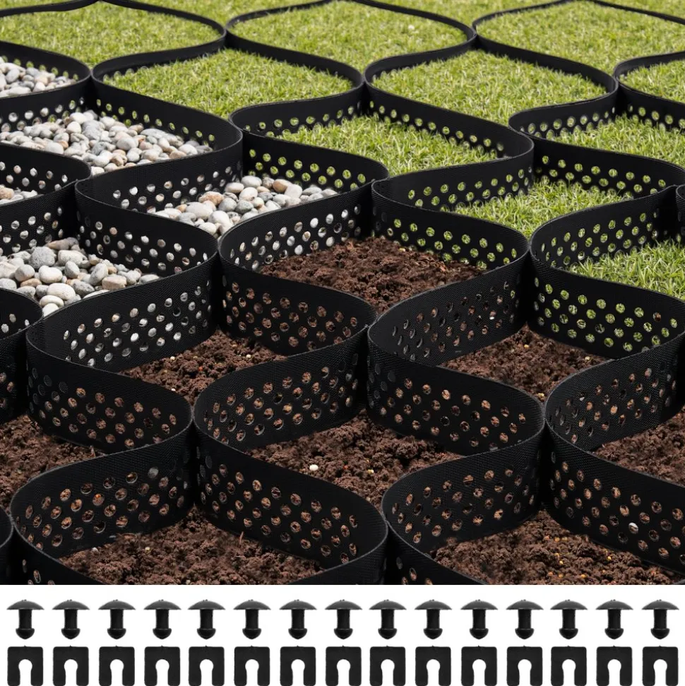 VEVOR Gravel Grid, 3 Inch Depth, 24.93 x 9.52 FT / 7600 x 2900 mm, 1880 LBS Per Sq ft Grass Ground Retainer, Permeable Geo Grids Driveway Stabilization, for Garden, Patio, Walkway, RV Parking Slopes