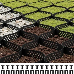 VEVOR Gravel Grid, 2 Inch Depth, 16.4 x 6.5 FT / 5000 x 1980 mm, 1880 LBS Per Sq ft Grass Ground Retainer, Permeable Geo Grids Driveway Stabilization, for Garden, Patio, Walkway, RV Parking Slopes