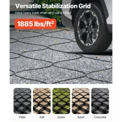 VEVOR Gravel Grid, 2 Inch Depth, 16.4 x 6.5 FT / 5000 x 1980 mm, 1880 LBS Per Sq ft Grass Ground Retainer, Permeable Geo Grids Driveway Stabilization, for Garden, Patio, Walkway, RV Parking Slopes