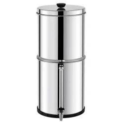 VEVOR Gravity-fed Water Filter System, 2.25G 304 Stainless-Steel Countertop Water Filtration System, Reduces Lead and up to 99% of Chlorine, with 2 Ceramic Carbon Filters, Spigot, and Stand