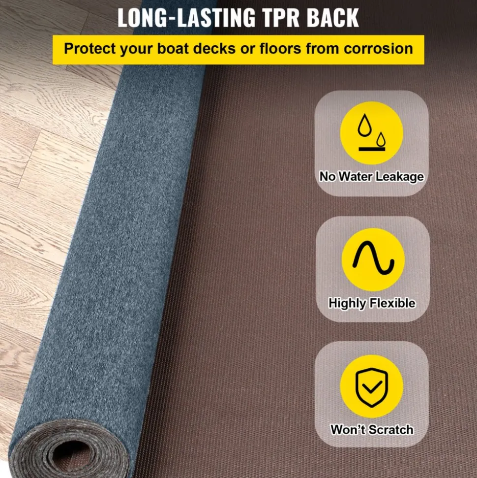 VEVOR Gray Marine Carpet 6 ft x 39.3 ft Marine Carpeting Marine Grade Carpet for Boats with Waterproof Back Outdoor Rug for Patio Porch Deck Garage Outdoor Area Rug Runner Anti-Slide Porch Rug