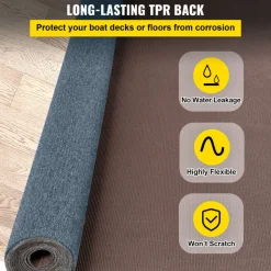 VEVOR Gray Marine Carpet 6 ft x 36 ft, Boat Carpet Rugs, Indoor Outdoor Rugs for Patio Deck Anti-Slide TPR Water-Proof Back Outdoor Marine Carpeting Outdoor Carpet