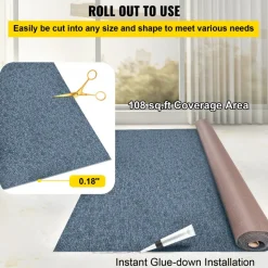VEVOR Gray Marine Carpet 6 ft x 18 ft Boat Carpet Rugs Indoor Outdoor Rugs for Patio Deck Anti-Slide TPR Water-Proof Back Cut Outdoor Marine Carpeting Easy Clean Outdoor Carpet Roll