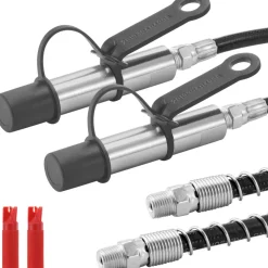 VEVOR Grease Gun Coupler 2 PCS, 10000 PSI High Pressure, 3-Jaw Locking, Quick Release Grease Gun Tip with Hose/Zerk Fittings Cleaner/Leak-Proof Cap, Compatible with All Grease Guns 1/8