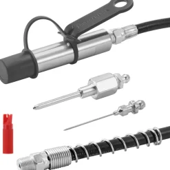 VEVOR Grease Gun Coupler, 10000 PSI High Pressure, 3-Jaw Locking, Quick Release Grease Gun Tip with Hose/Zerk Fittings Cleaner/Extension Needles, Compatible with All Grease Guns 1/8