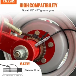 VEVOR Grease Gun Coupler, 10000 PSI High Pressure, 3-Jaw Locking, Quick Release Grease Gun Tip with Hose/Zerk Fittings Cleaner/Leak-Proof Cap, Compatible with All Grease Guns 1/8