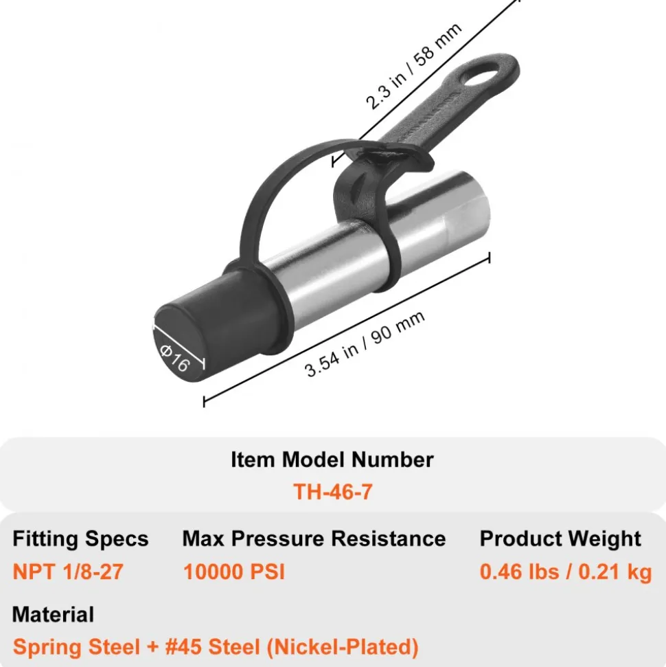 VEVOR Grease Gun Coupler, 10000 PSI High Pressure, 3-Jaw Locking, Quick Release Grease Gun Tip with Hose/Zerk Fittings Cleaner/Leak-Proof Cap, Compatible with All Grease Guns 1/8" NPT Grease Fittings