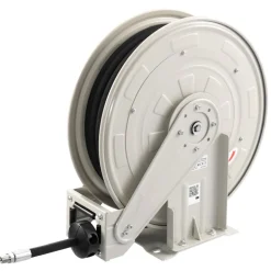 VEVOR Grease Hose Reel, 1/4 in x 50 ft Retractable, Spring Driven Auto Swivel Rewind, Max 10152 PSI, Heavy-Duty Carbon Steel Construction with Steel Wire Braided Hose, for Lube, Grease, Hydraulic Oil