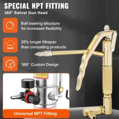 VEVOR Grease Pump, 10.5 Gallon 40L Air Operated Grease Pump with 13 ft High Pressure Hose and Grease Gun, Pneumatic Grease Bucket Pump with Wheels, Portable Lubrication Grease Pump 50:1 Pressure Ratio