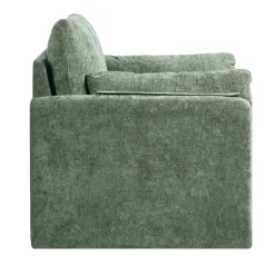 VEVOR Green Accent Chair, Modern Upholstered Accent Chair with Armrests, Cloth Arm Chairs with Thick Cushion and Arched Backrest, Single Fabric Armchair for Living Room, Bedroom, Study, Office