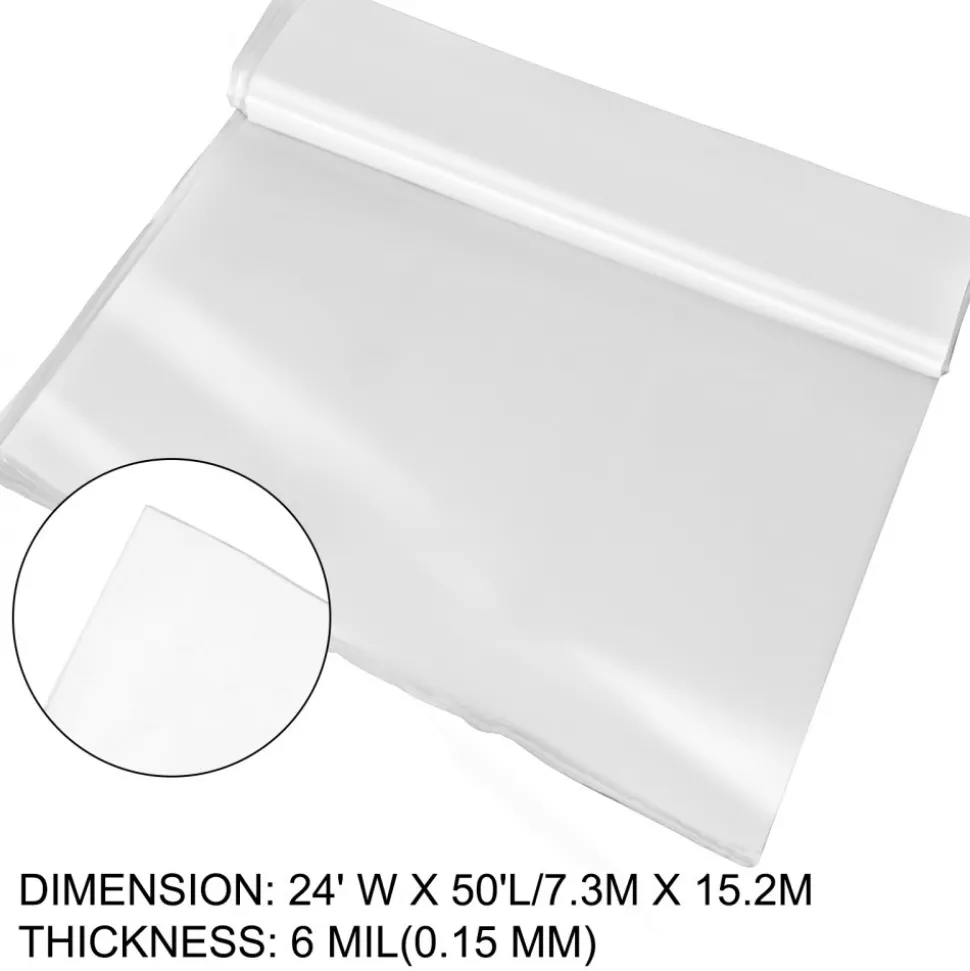 VEVOR Greenhouse Film 20 x 28 ft, Greenhouse Polyethylene Film 6 Mil Thickness, Greenhouse Plastic Greenhouse Clear Plastic Film UV Resistant, Polyethylene Film Keep Warming, Superior Strength
