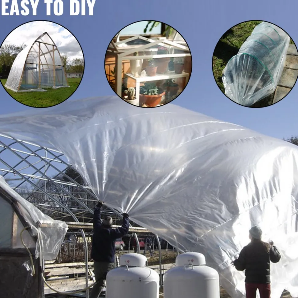 VEVOR Greenhouse Film 12 x 25 ft, Greenhouse Polyethylene Film 6 Mil Thickness, Greenhouse Clear Plastic Film UV Resistant, Polyethylene Film Keep Warming, Greenhouse Plastic Superior Toughness