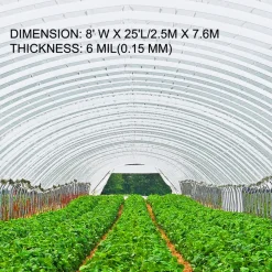VEVOR Greenhouse Film 12 x 25 ft, Greenhouse Polyethylene Film 6 Mil Thickness, Greenhouse Clear Plastic Film UV Resistant, Polyethylene Film Keep Warming, Greenhouse Plastic Superior Toughness