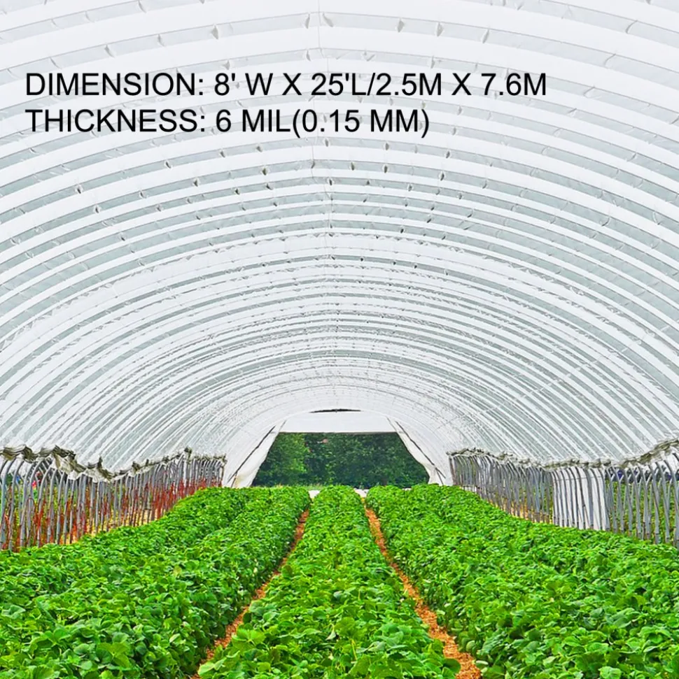 VEVOR Greenhouse Film 12 x 25 ft, Greenhouse Polyethylene Film 6 Mil Thickness, Greenhouse Clear Plastic Film UV Resistant, Polyethylene Film Keep Warming, Greenhouse Plastic Superior Toughness