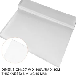 VEVOR Greenhouse Film 20 x 100 ft, Greenhouse Polyethylene Film 6 Mil Thickness, Greenhouse Plastic Greenhouse Clear Plastic Film UV Resistant, Polyethylene Film Keep Warming, Superior Strength