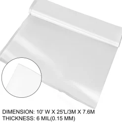 VEVOR Greenhouse Film 25 x 40 ft, Greenhouse Polyethylene Film 6 Mil Thickness, Greenhouse Plastic Greenhouse Clear Plastic Film UV Resistant, Polyethylene Film Keep Warming, Superior Strength