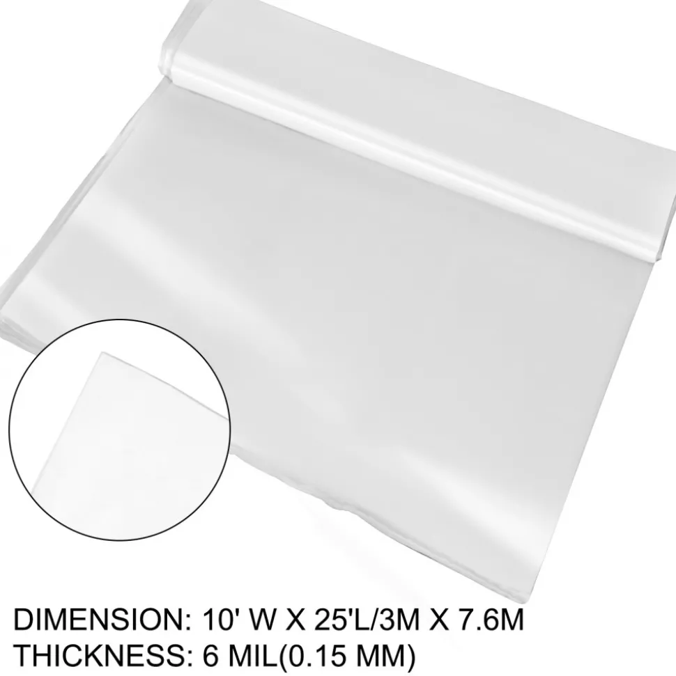 VEVOR Greenhouse Film 25 x 40 ft, Greenhouse Polyethylene Film 6 Mil Thickness, Greenhouse Plastic Greenhouse Clear Plastic Film UV Resistant, Polyethylene Film Keep Warming, Superior Strength