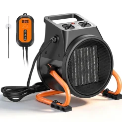 VEVOR Greenhouse Heater, 1500W Electric PTC Space Heater with Thermostat, Fan, Low & High Heat Modes, 15° Adjustable Angle, Overheat Protection, for Grow Tent, Greenhouse, Flower Room, Home Office
