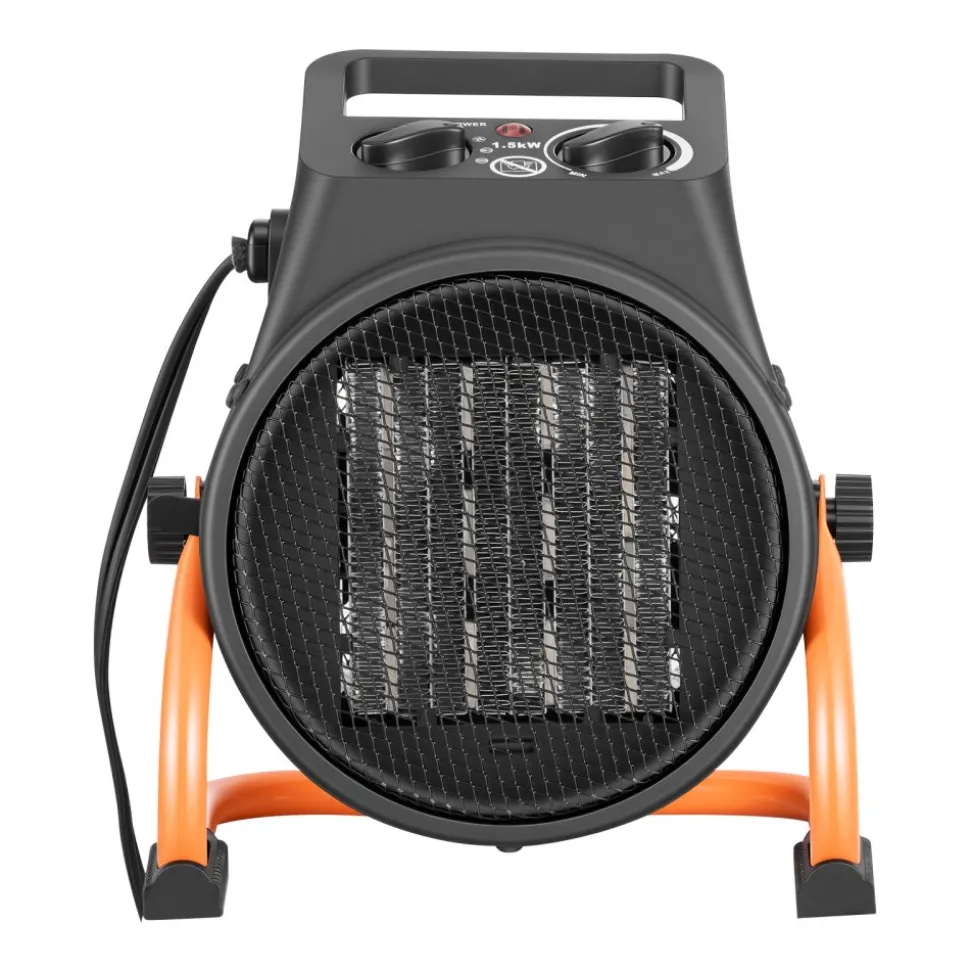 VEVOR Greenhouse Heater, 1500W Electric PTC Space Heater with Fan, Low & High Heat Modes, 15° Adjustable Angle, Overheat Protection, Portable for Grow Tent, Small Greenhouse, Flower Room, Home Office
