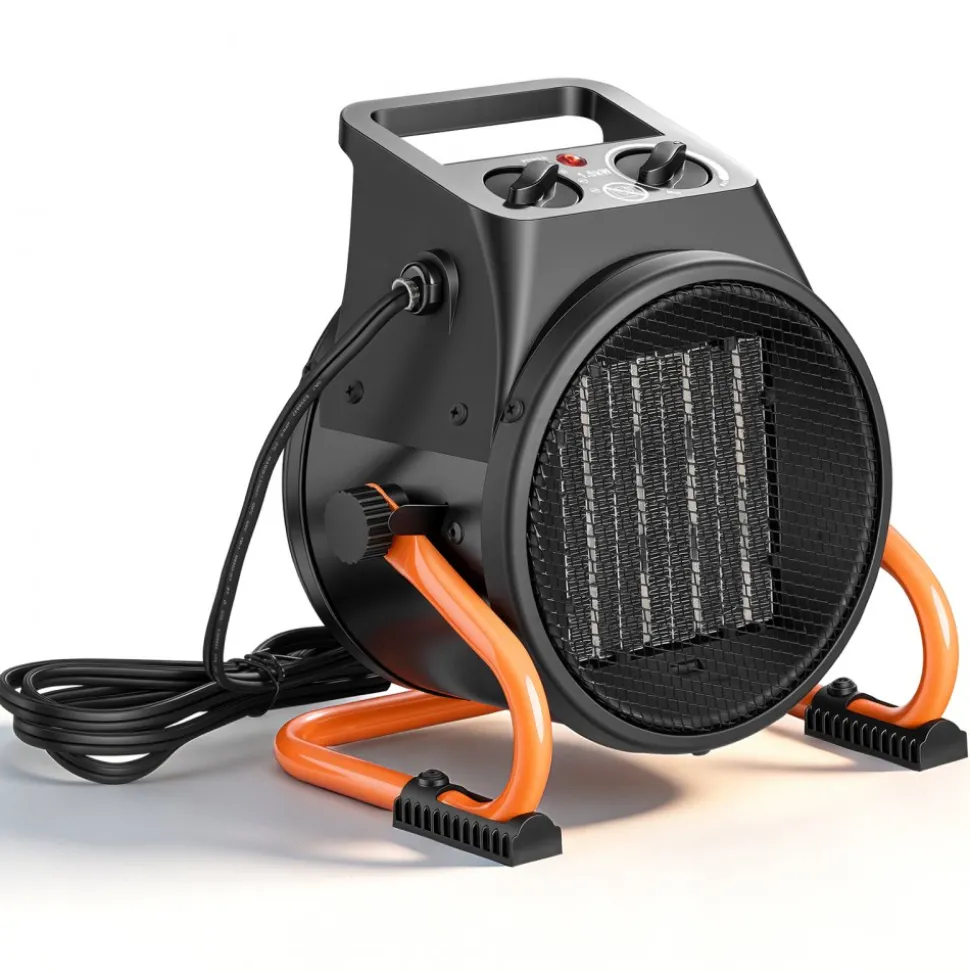 VEVOR Greenhouse Heater, 1500W Electric PTC Space Heater with Fan, Low & High Heat Modes, 15° Adjustable Angle, Overheat Protection, Portable for Grow Tent, Small Greenhouse, Flower Room, Home Office