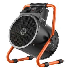 VEVOR Greenhouse Heater, 1500W Electric Space Heater with Thermostat, Fan & High Heat Modes, 25° Adjustable Angle, IPX4 & Overheat Protection, for Grow Tent, Greenhouse, Flower Room, Home Office