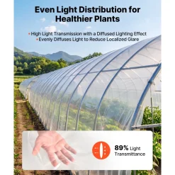VEVOR Greenhouse Plastic Sheeting 10 x 100 ft 6 Mil Clear Polyethylene Film, for Farms Agriculture Garden Outdoor Plant, Water Sun Frost Wind Dust Resistant, Heavy Duty Thick Winter Hoop House Cover