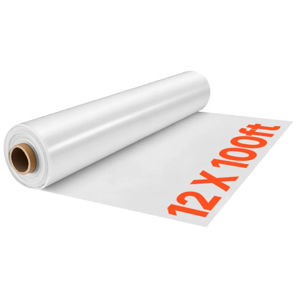 VEVOR Greenhouse Plastic Sheeting 12 x 100 ft 6 Mil Clear Polyethylene Film, for Farms Agriculture Garden Outdoor Plant, Water Sun Frost Wind Dust Resistant, Heavy Duty Thick Winter Hoop House Cover
