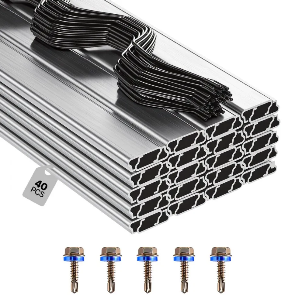 VEVOR Greenhouse Spring Wire and Lock Channel, 40 Packs 6.56 ft PVC-Coated Wiggle Wire & Aluminum Alloy Channel Bundle Kit with Included Screws, 0.05 in Thickened, Poly Film & Shade Cloth Attachments
