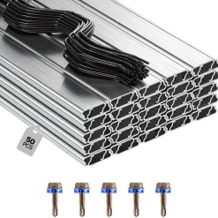 VEVOR Greenhouse Spring Wire and Lock Channel, 50 Packs 6.56 ft PVC-Coated Wiggle Wire & Aluminum Alloy Channel Bundle Kit with Included Screws, 0.05 in Thickened, Poly Film & Shade Cloth Attachments