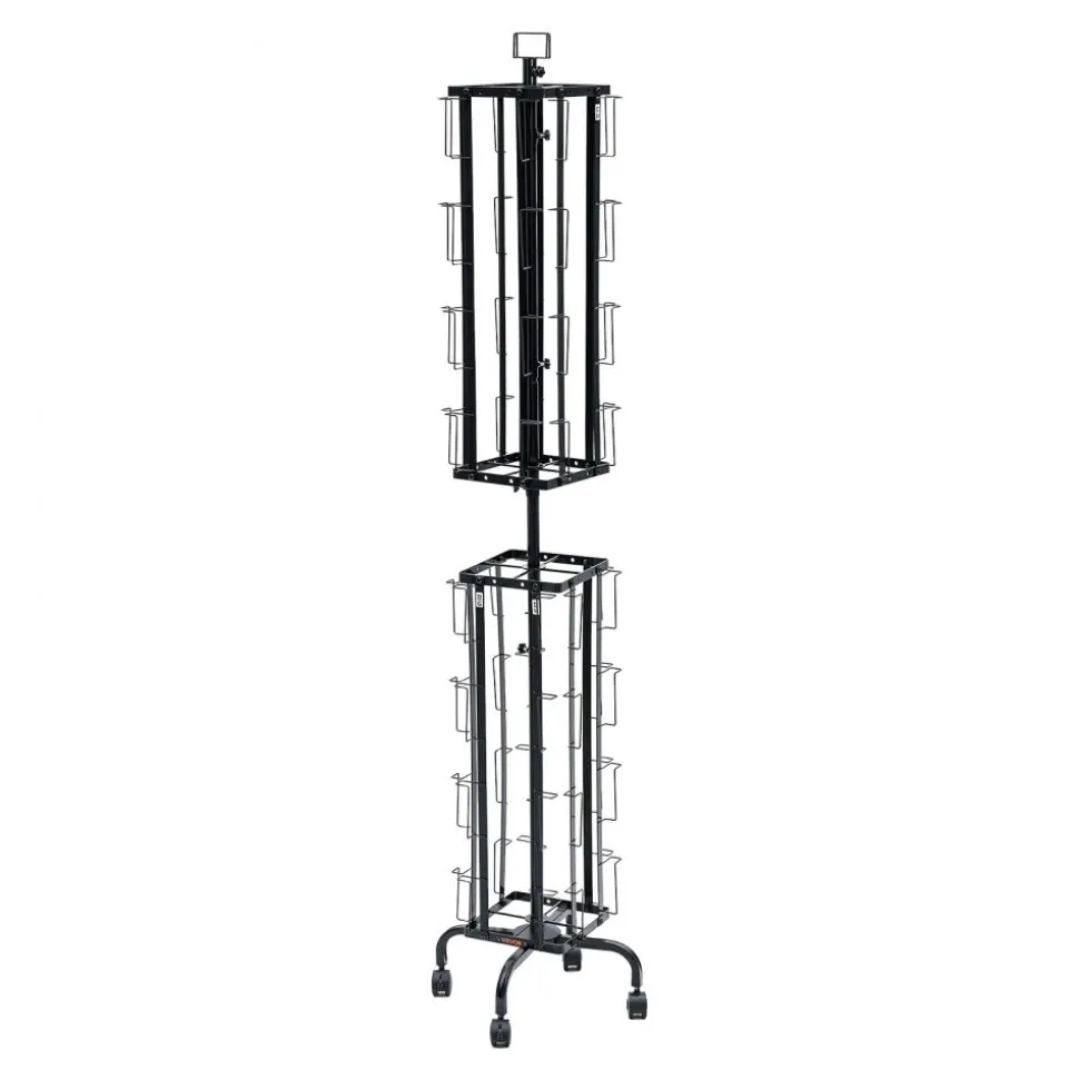 VEVOR Greeting Cards Display Rack, 32 Pockets Rotating Postcard Brochure Display Stand, 360° Spinning Card Display Rack with Sign Holder & 4 Wheels (2 Lockable) for Exhibitions Office Trade Show