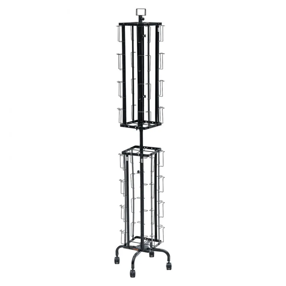 VEVOR Greeting Cards Display Rack, 32 Pockets Rotating Postcard Brochure Display Stand, 360° Spinning Card Display Rack with Sign Holder & 4 Wheels (2 Lockable) for Exhibitions Office Trade Show
