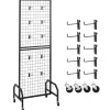 VEVOR Grid Wall Panel, 1.9 x 5.4 ft Wire Grid Panels Display Rack, Movable Art Display Shelf with Wheels and 10 Hooks, Black Carbon Steel Gridwall for Craft Show, Decoration, Storage, Notice Board