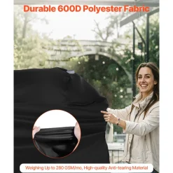 VEVOR Grill Cover, 63 inch BBQ Covers for Outdoor Grills, Waterproof, Fade Resistant, Weather Resistant Heavy Duty 600D Polyester, Easy On/Off, with Hook-and-Loop Straps, Black