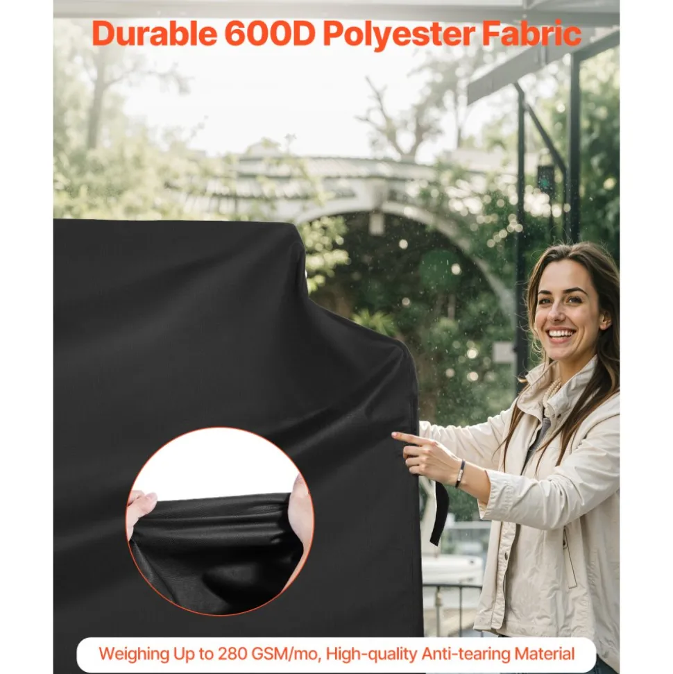 VEVOR Grill Cover, 60 inch BBQ Covers for Outdoor Grills, Waterproof, Fade Resistant, Weather Resistant Heavy Duty 600D Polyester, Easy On/Off, with Hook-and-Loop Straps, Black