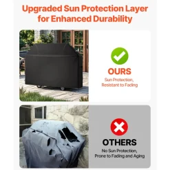 VEVOR Grill Cover, 60 inch BBQ Covers for Outdoor Grills, Waterproof, Fade Resistant, Weather Resistant Heavy Duty 600D Polyester, Easy On/Off, with Hook-and-Loop Straps, Black