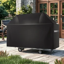 VEVOR Grill Cover, 65 inch BBQ Covers for Outdoor Grills, Waterproof, Fade Resistant, Weather Resistant Heavy Duty 600D Polyester, Easy On/Off, with Hook-and-Loop Straps, Black