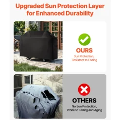 VEVOR Grill Cover, 52 inch BBQ Covers for Outdoor Grills, Waterproof, Fade Resistant, Weather Resistant Heavy Duty 600D Polyester, Easy On/Off, with Hook-and-Loop Straps, Black