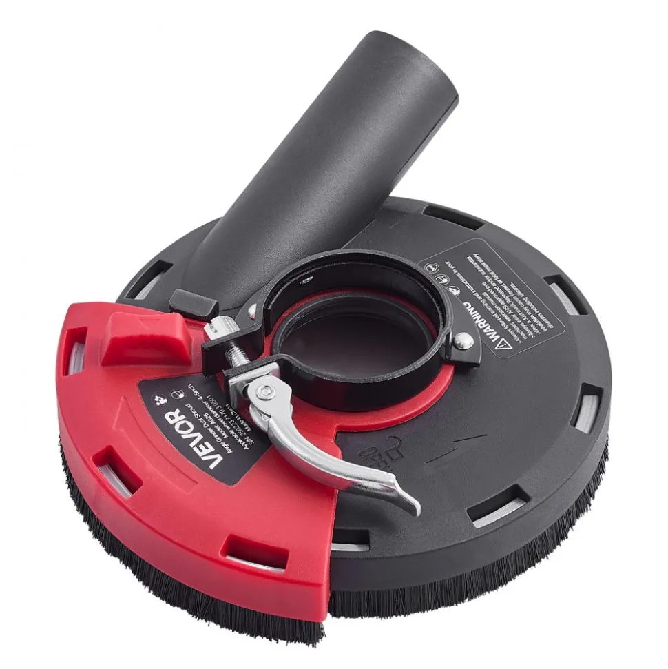VEVOR Grinding Dust Shroud for Angle Grinder, Universal 4-5 in, Surface Grinder Dust Shroud with 6 Clamping Washers, Connect to Vacuum Cleaner, Suitable for Grinding Wood Concrete Wall Stone