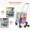 VEVOR Grocery Shopping Cart, 45L Stair Climbing Shopping Cart with 360° Rolling Swivel Wheels, Stair Climber Utility Cart with Tri-Wheels, Foldable Collapsible & Lightweight for Laundry Travel, Silver