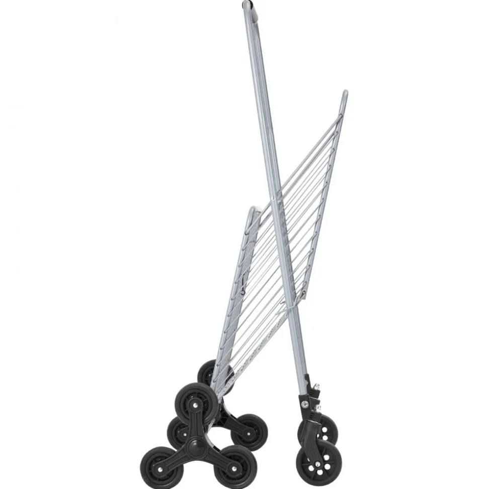 VEVOR Grocery Shopping Cart, 45L Stair Climbing Shopping Cart with 360° Rolling Swivel Wheels, Stair Climber Utility Cart with Tri-Wheels, Foldable Collapsible & Lightweight for Laundry Travel, Silver
