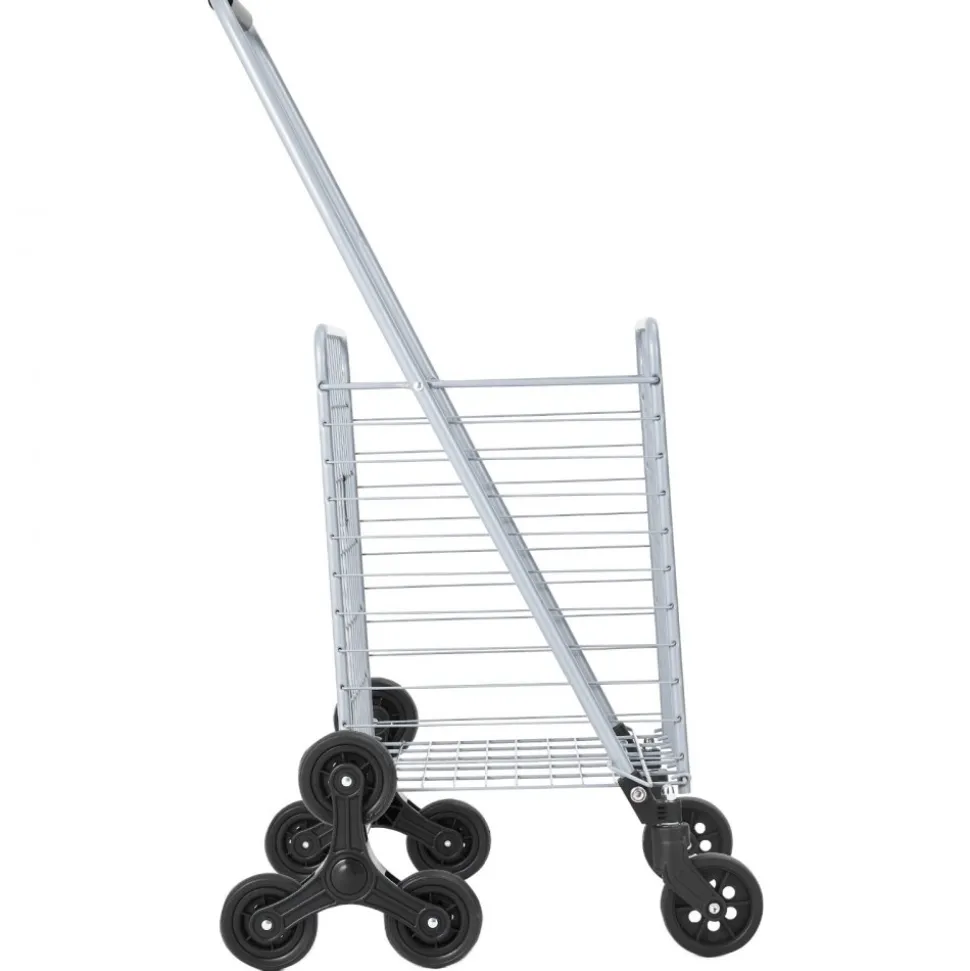 VEVOR Grocery Shopping Cart, 45L Stair Climbing Shopping Cart with 360° Rolling Swivel Wheels, Stair Climber Utility Cart with Tri-Wheels, Foldable Collapsible & Lightweight for Laundry Travel, Silver