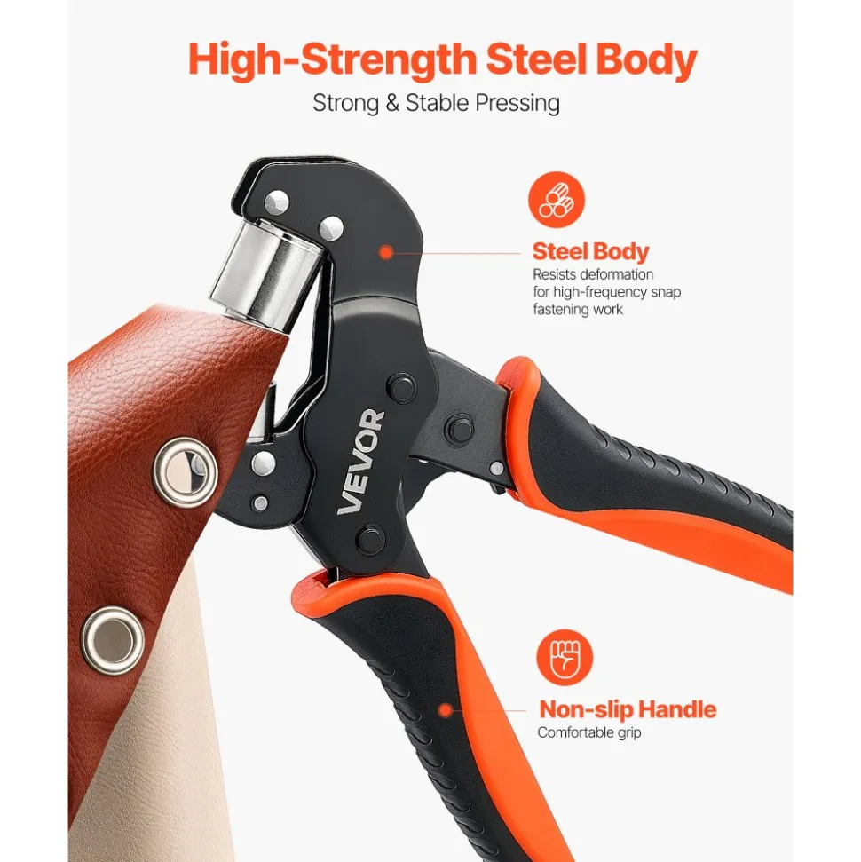 VEVOR Grommet Tool Kit 1/4" 3/8" 1/2" 900 PCS Grommets Eyelet Tool Kit, with Eyelets and Washers, Manual Grommet Press Pliers, Hole Punch Tools, Blocks, for Leather, Tarps, Shoes, Crafts, Fabric