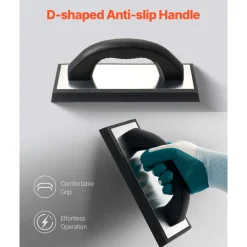VEVOR Grout Float, Professional Rubber Tile Grout Tool with Anti-slip Handle & Lightweight Aluminum Connector Backplate, Easy to Operate & Cleaning for Smoothly Apply to Concrete, Plaster, Drywall